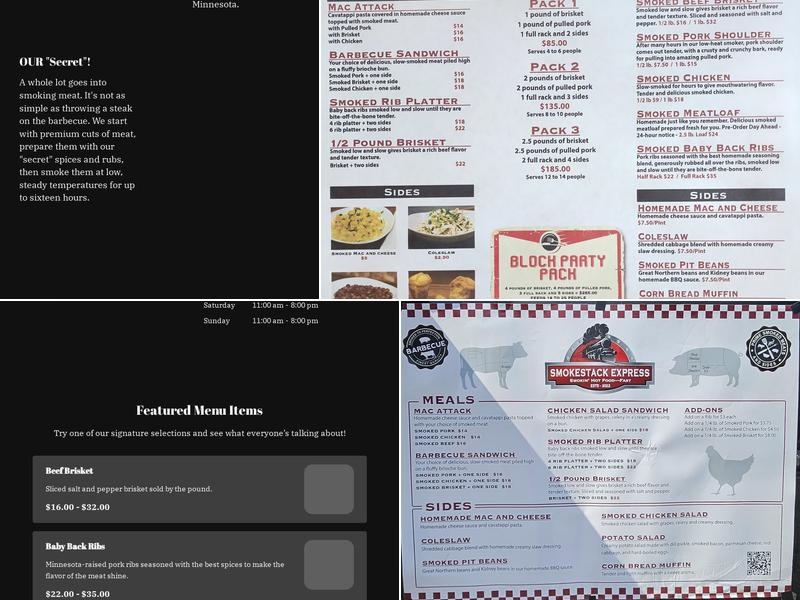 Smokestack Express Menu