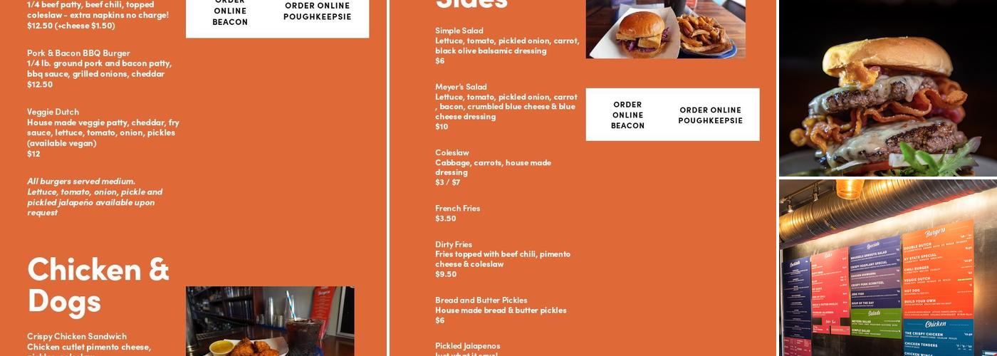 Meyer's Olde Dutch Poughkeepsie Menu