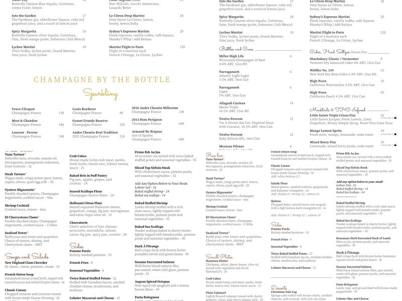 Fleur Providence Menu