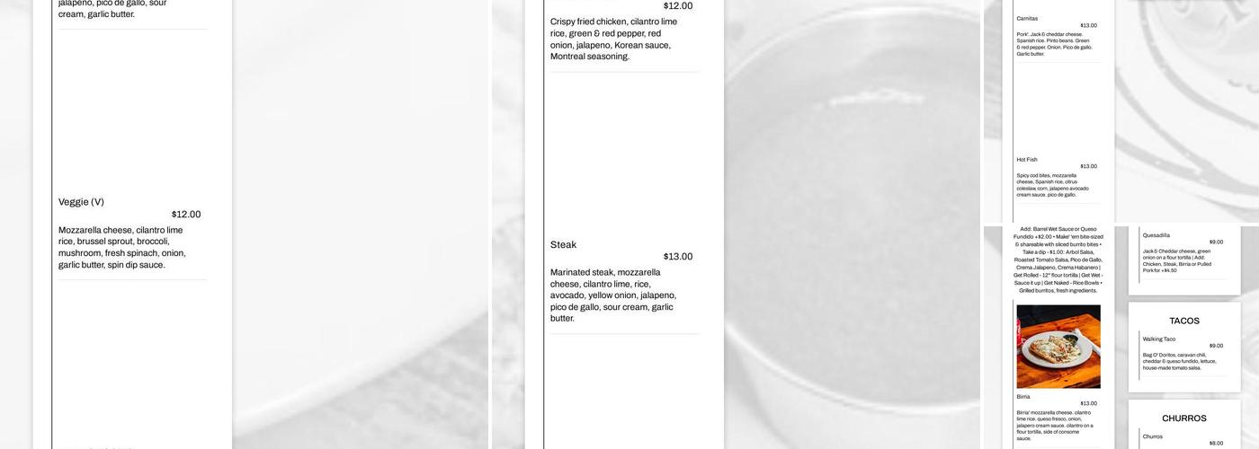 Barrel Burrito Company Menu