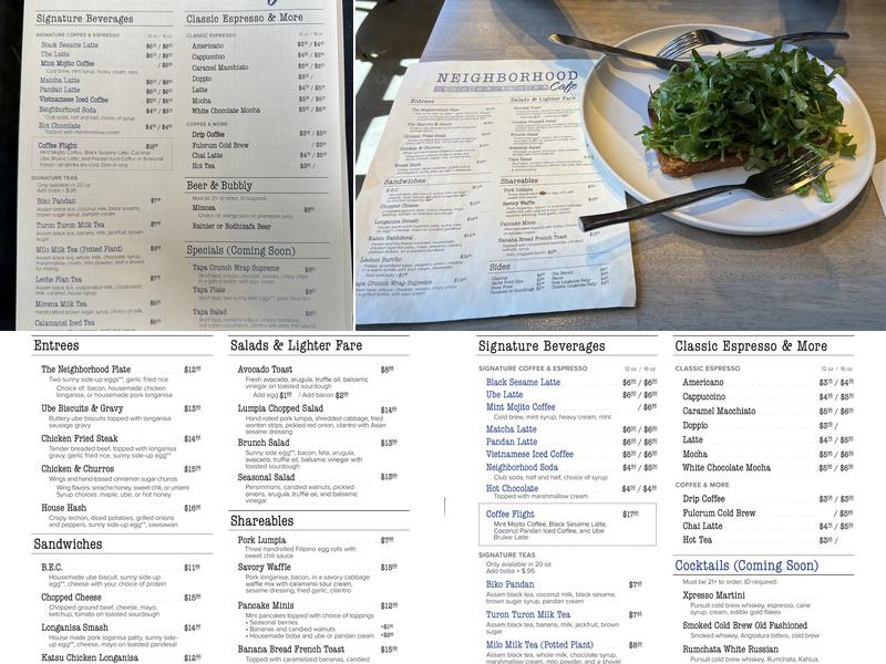 Neighborhood Cafe Menu