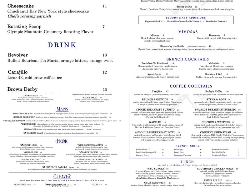 Hook & Cleaver Menu