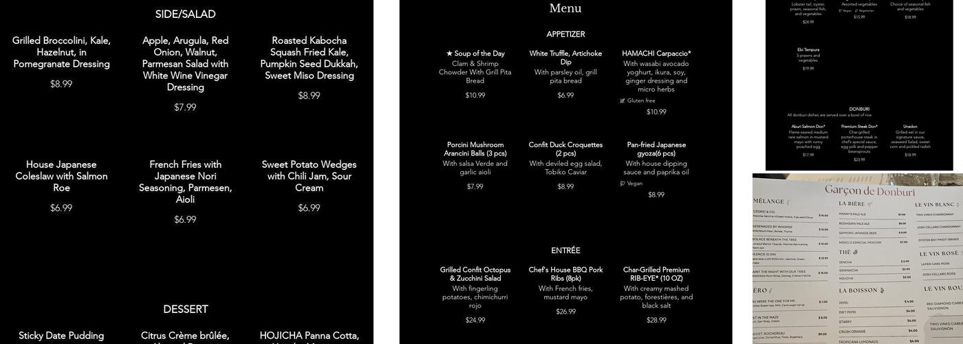 Garçon de Donburi Menu