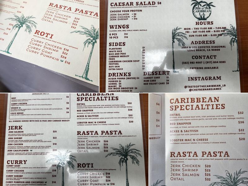 Taste of the Caribbean Long Beach Menu