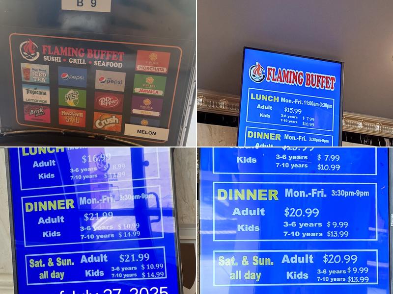 Flaming Buffet Fullerton Menu