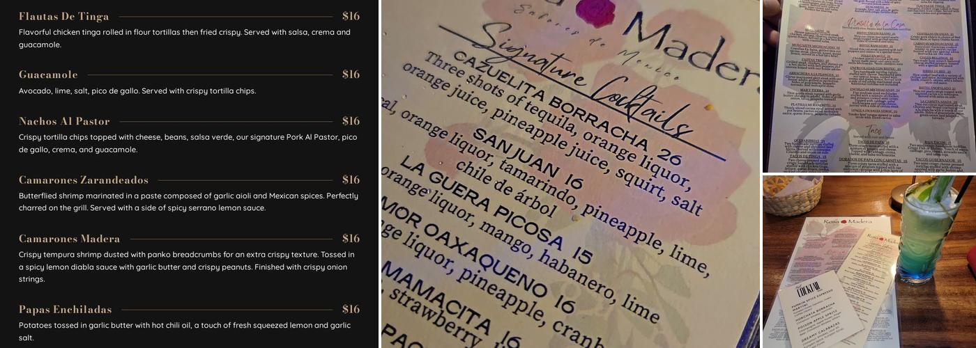 Rosa Madera Menu