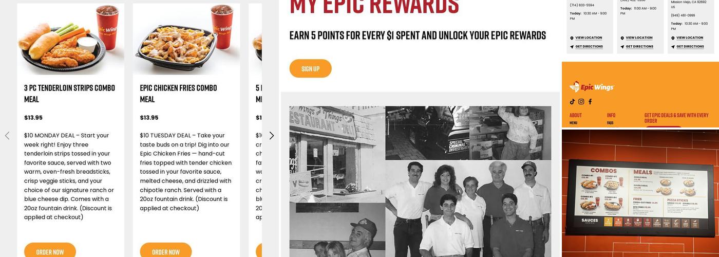 Epic Wings Menu