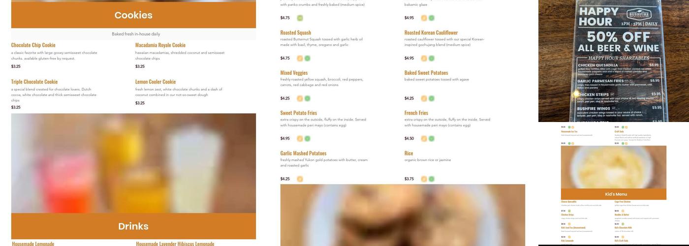 Bushfire Kitchen - Mission Viejo Menu