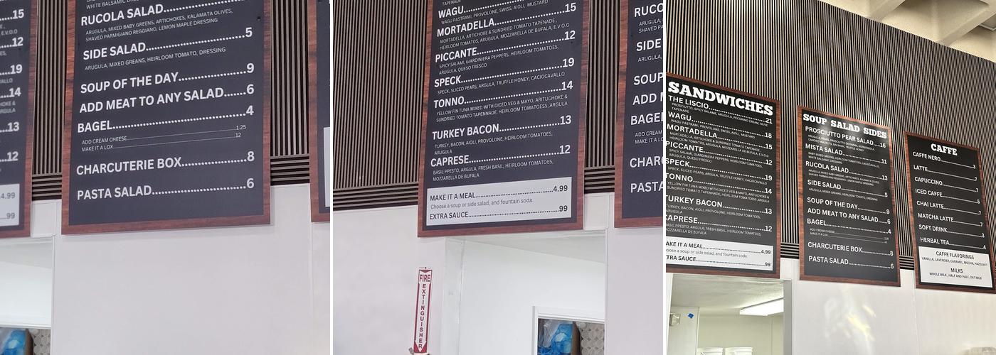 Caffe Liscio Menu