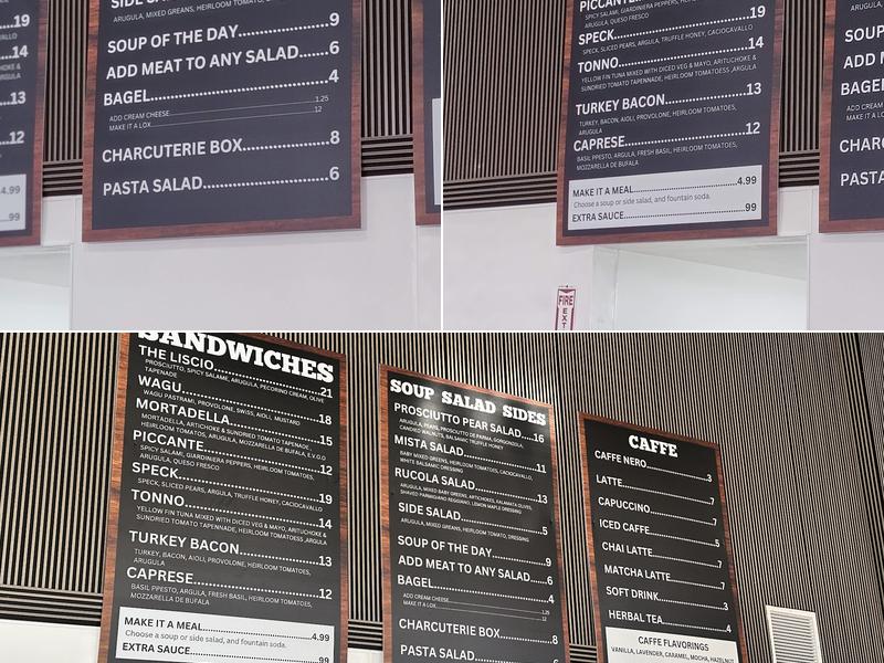 Caffe Liscio Menu