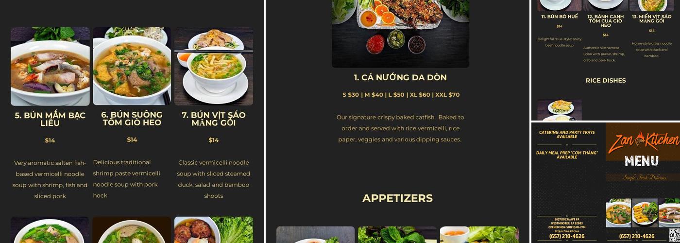 Zan Kitchen Menu