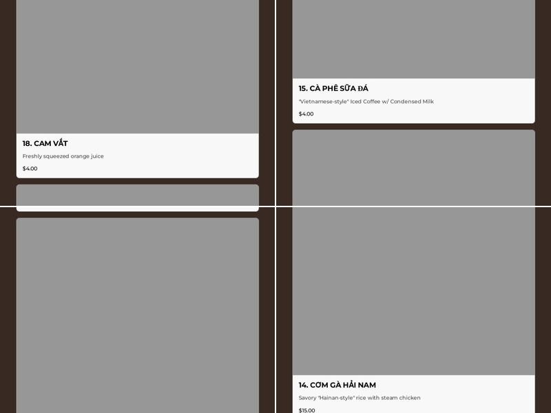 Zan Kitchen Menu