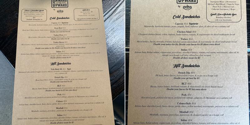 Onward & Upward Deli & Drinks Menu