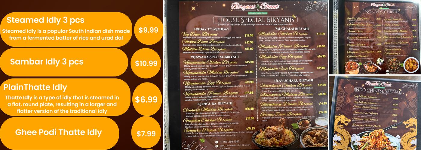 Biryani & Chaat Menu