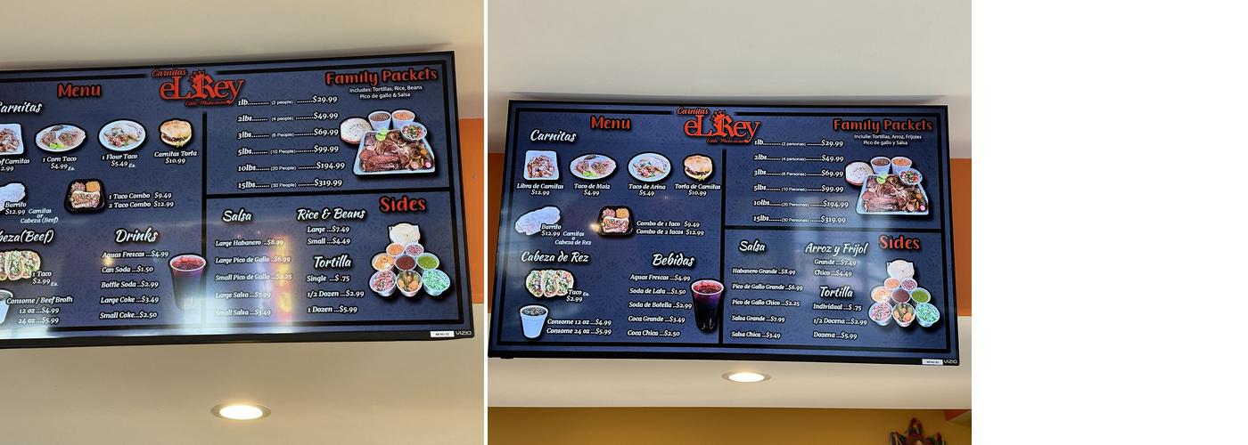 Carnitas El Rey Menu