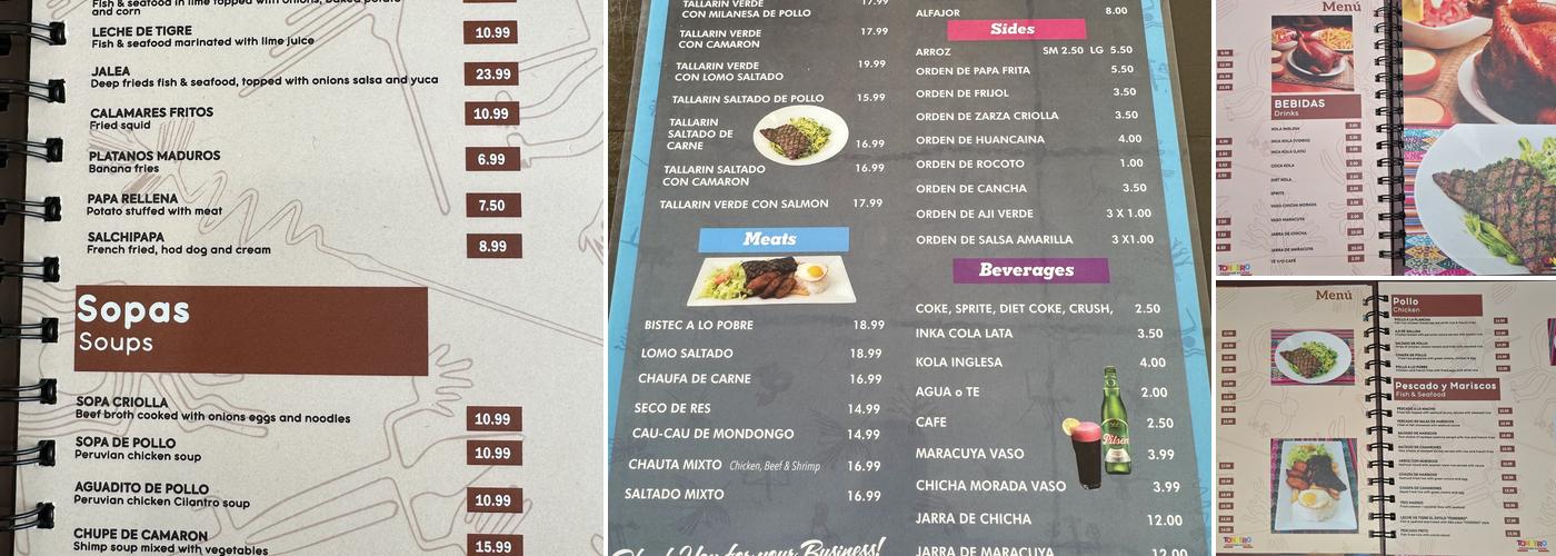 Tondero Peruvian Cuisine Whittier Menu