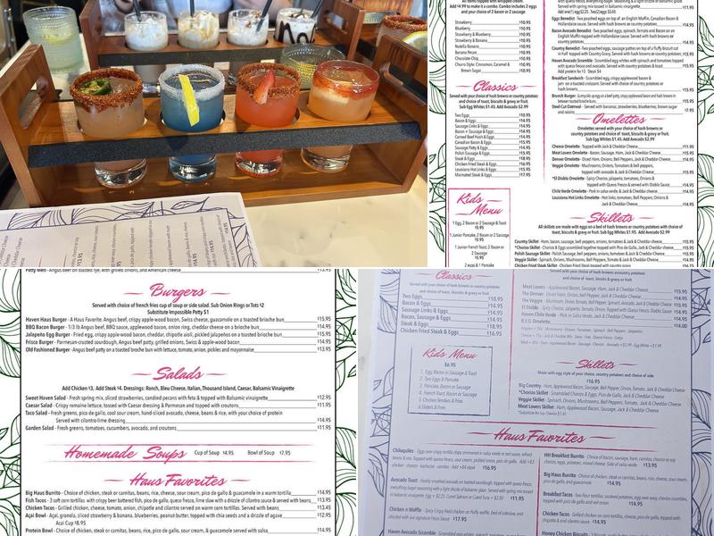 Haven Haus Cafe Menu