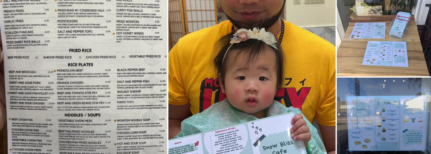 Snow Bliss Cafe Menu