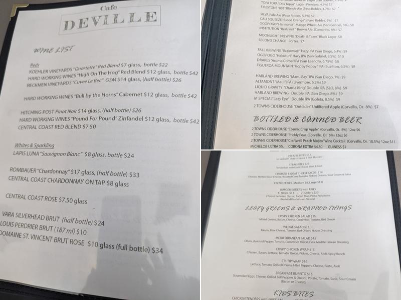 Cafe DeVille Menu