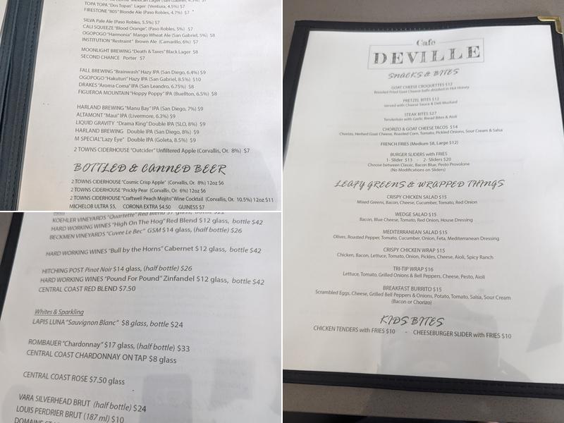 Cafe DeVille Menu
