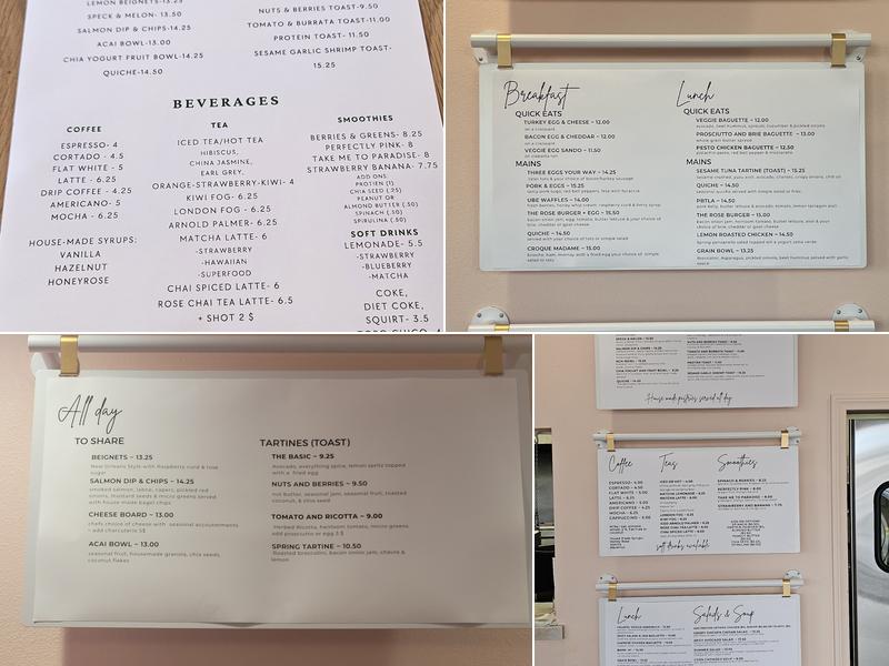 Rose Cafe Menu