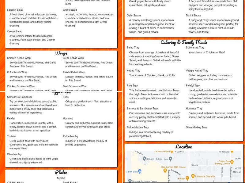 Vendetta Rossa Fresh Grill Menu