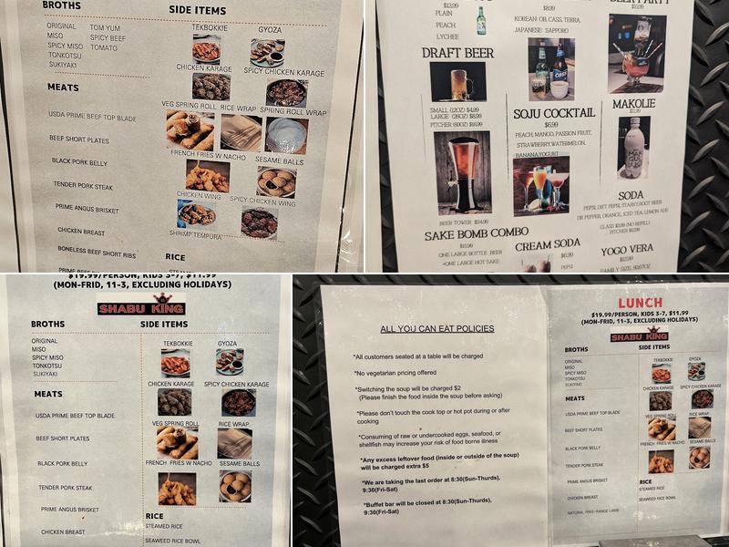 Shabu King Menu