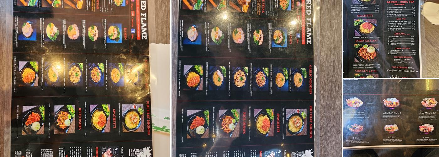 Red Flame Menu