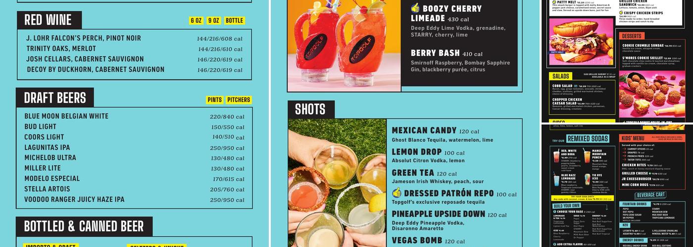 Topgolf Menu
