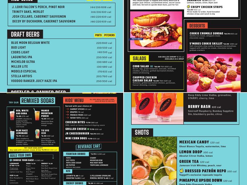 Topgolf Menu