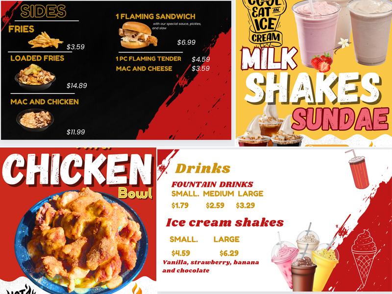 Flaming chicken Menu