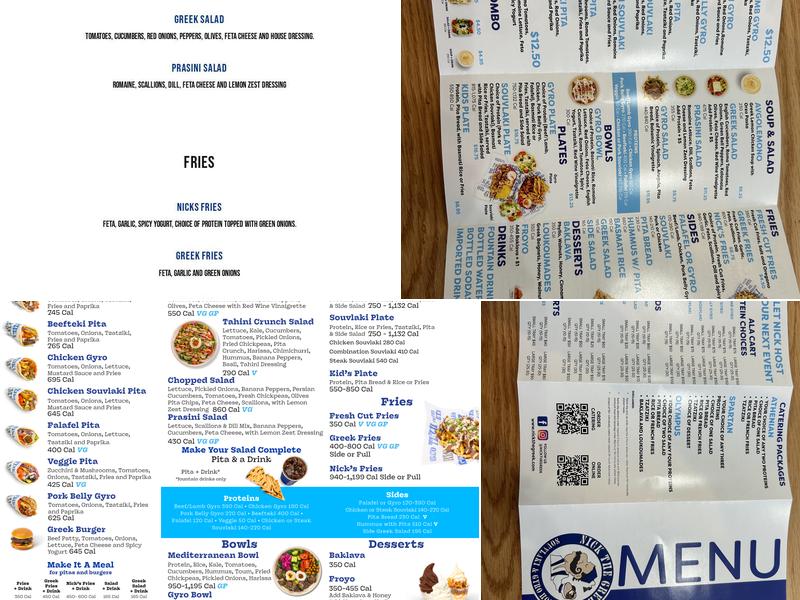 Nick the Greek Menu