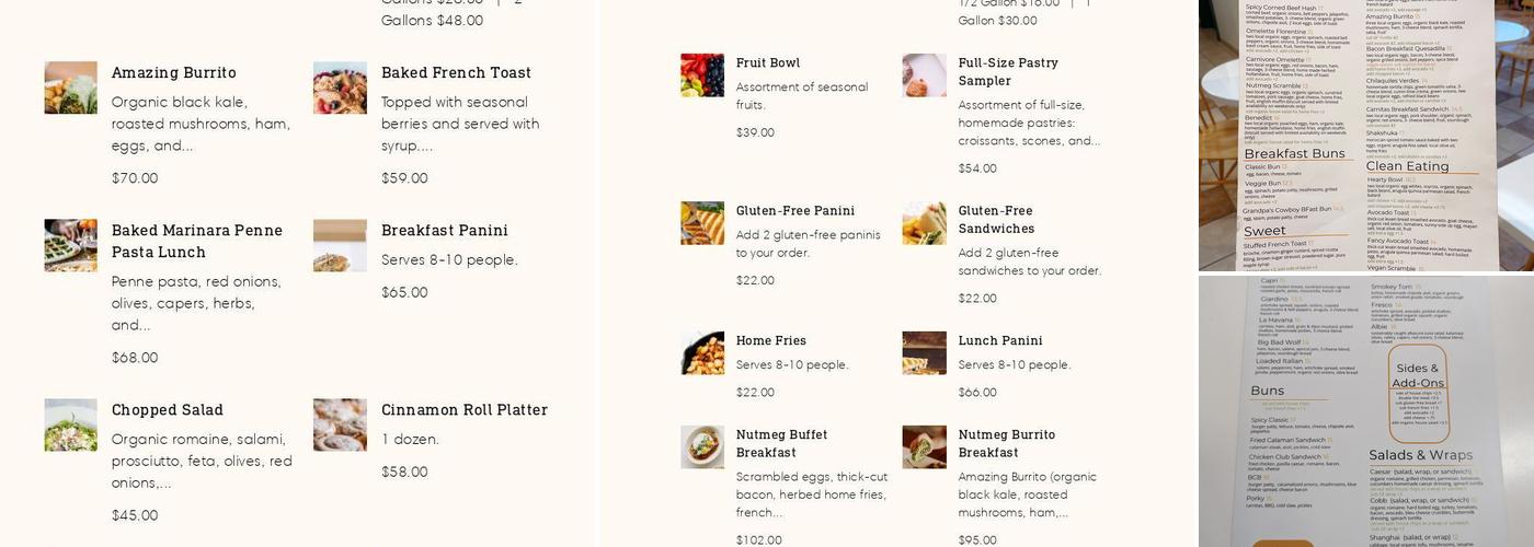 Nutmeg Bakery & Cafe Menu