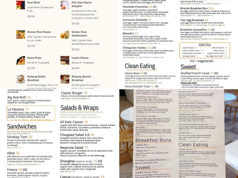 Nutmeg Bakery & Cafe Menu