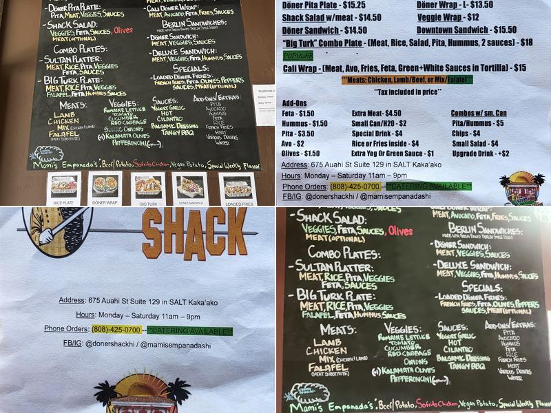Döner Shack Kakaako Menu