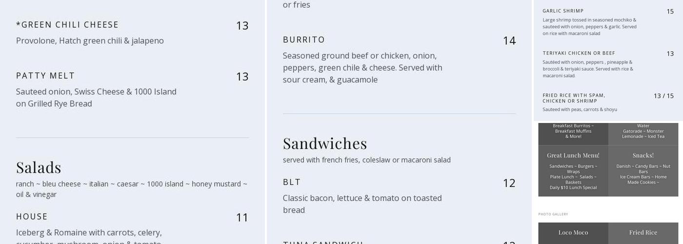 About Time Baseyard Grindz Menu