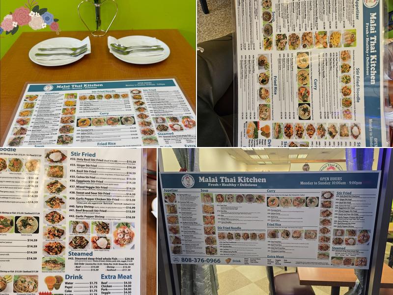 Malai Thai Kitchen Menu