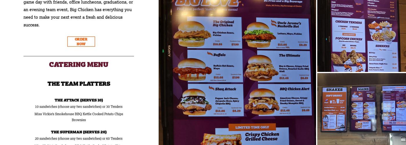 Big Chicken Menu