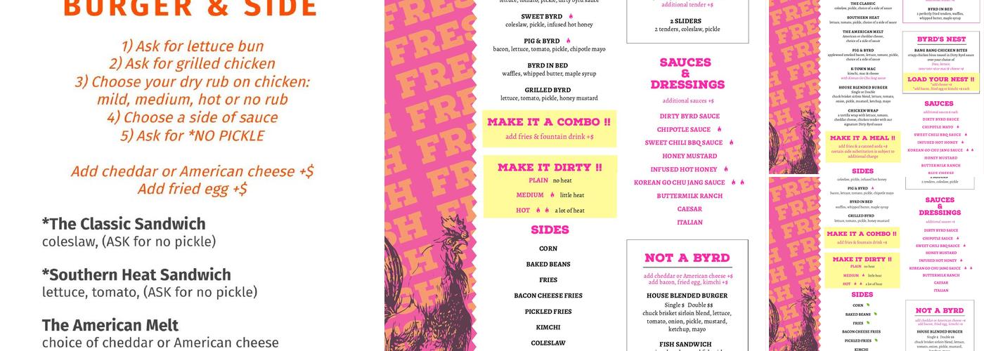 Dirty Byrd Menu