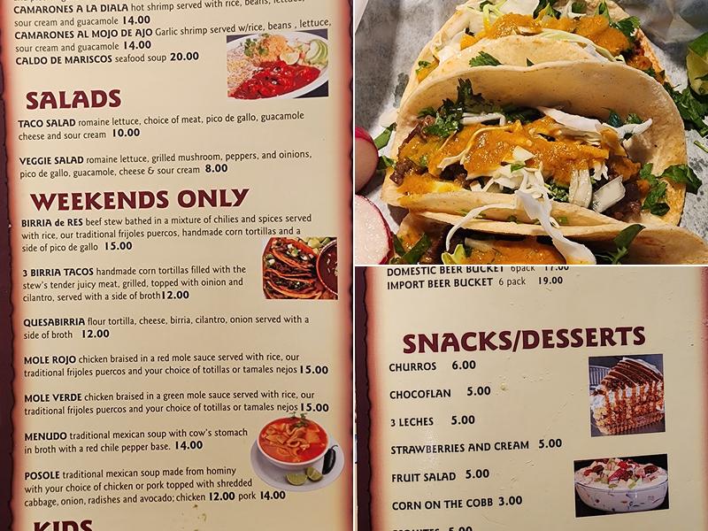 Valentina’s mexican restaurant Menu