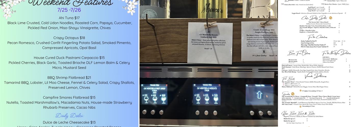 Venezia Wine Veranda Menu