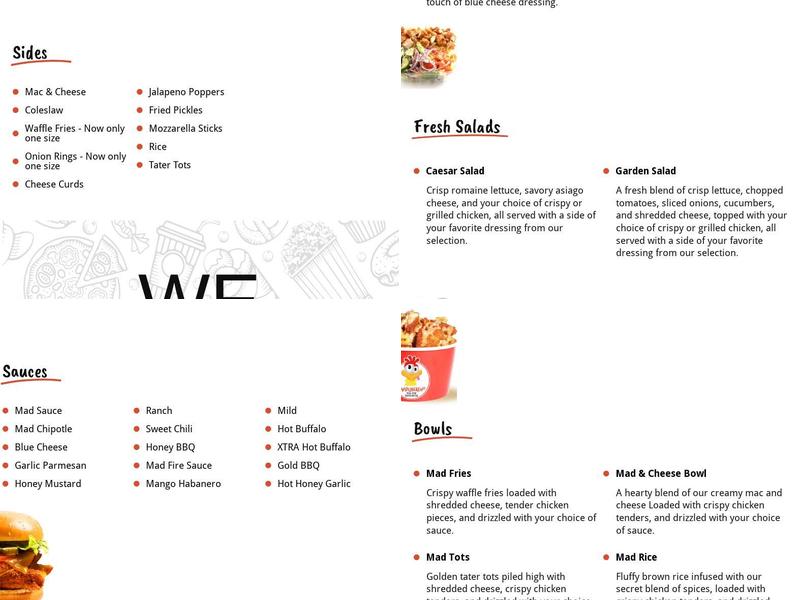 Mad Chicken Menu