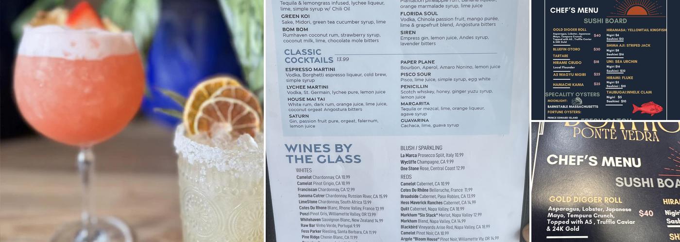 The Boathouse Ponte Vedra Menu