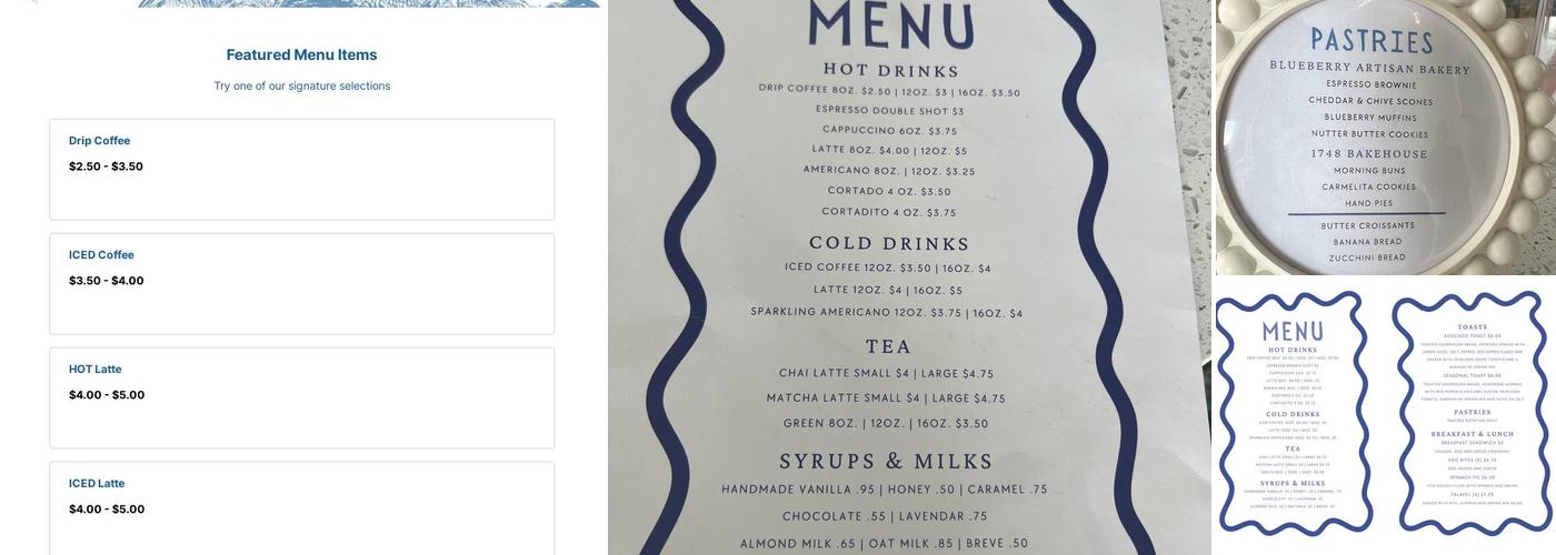 1985 Coffee Shop & Events Menu