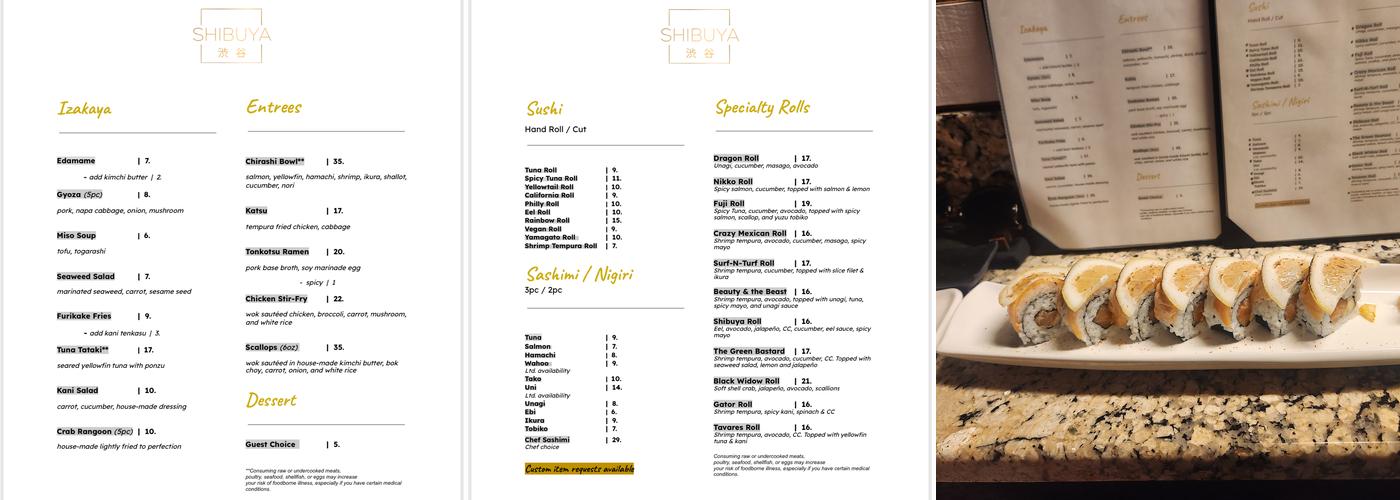 Shibuya Sushi & Sake Menu