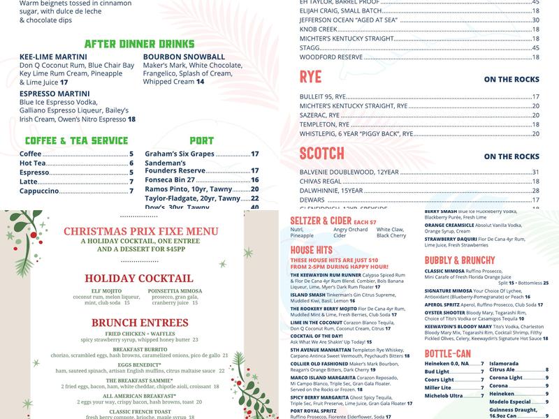 Keewaydin's Menu