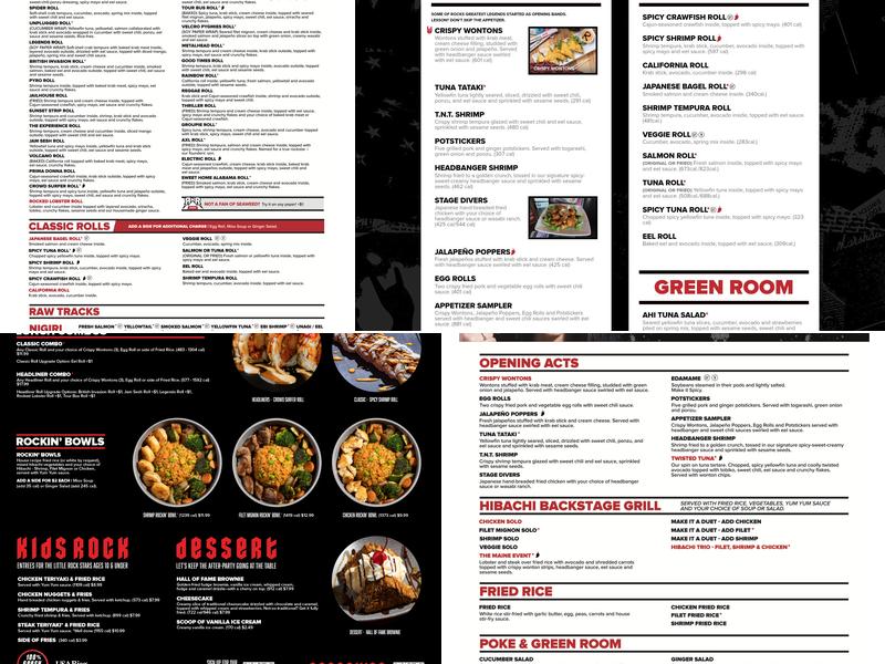 Rock N Roll Sushi Menu
