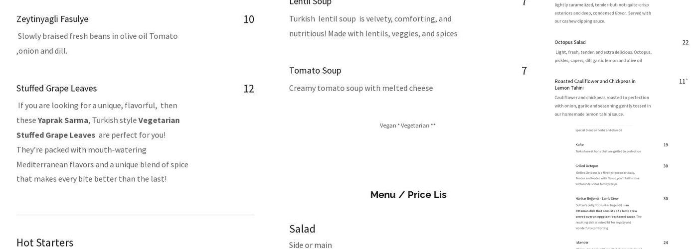 Fig & Olive Cafe Menu