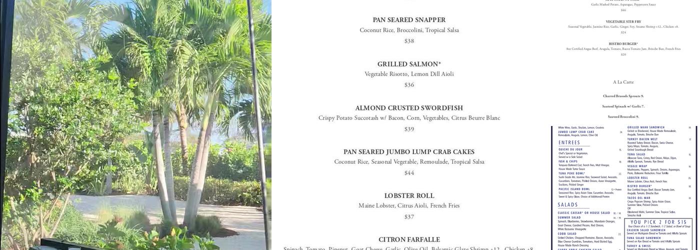 Citron Bistro, Hobe Sound Menu