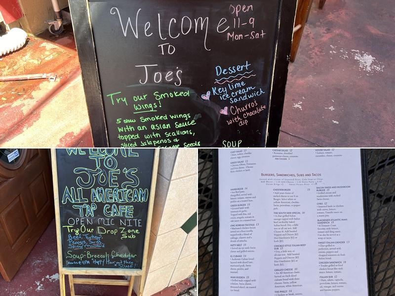 Joe’s All American Tap Cafe Menu